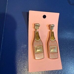 Gold and Silver Champagne Bottle Earrings